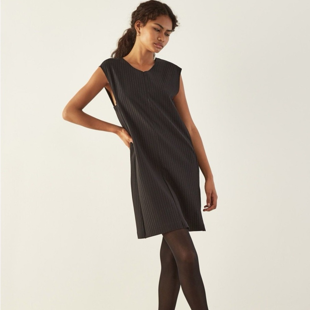 ADAY LBD Dress in Pinstripe